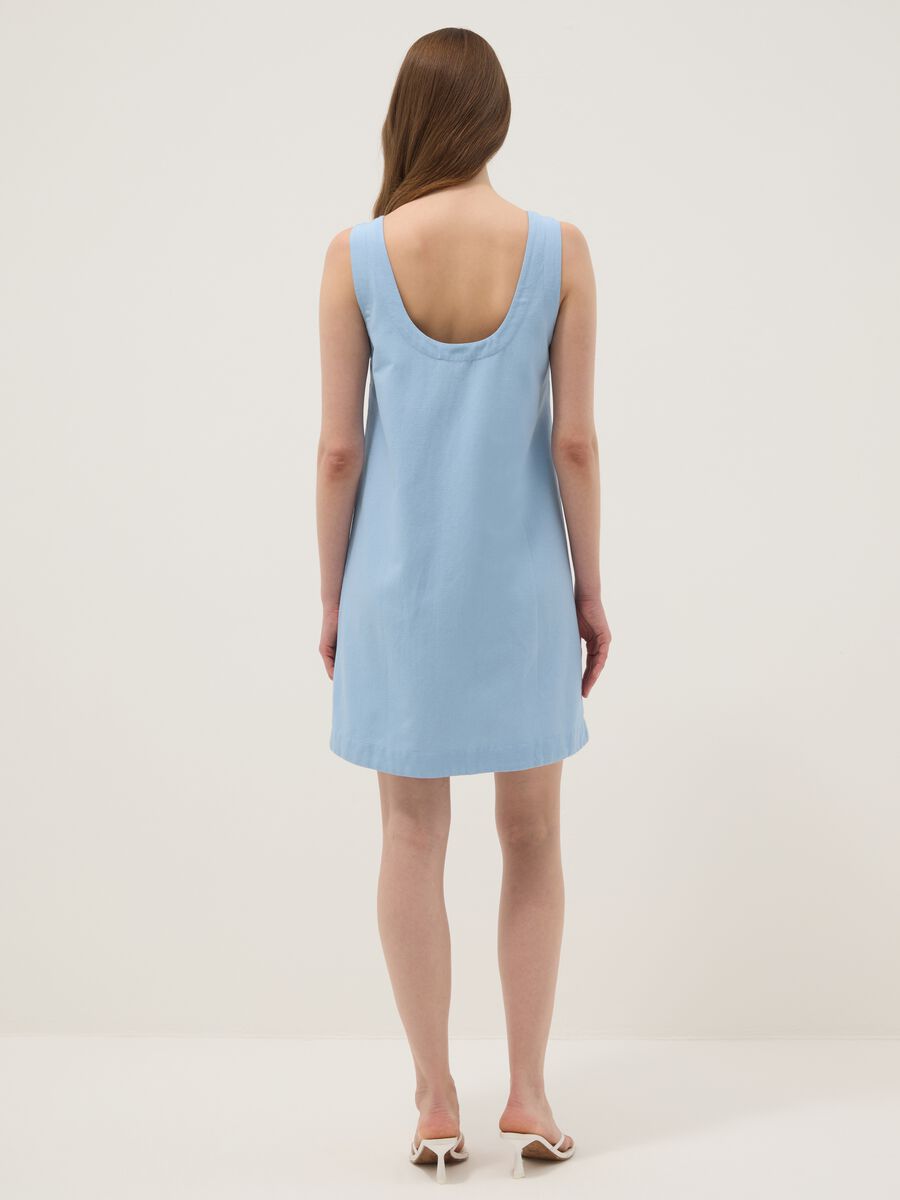 Light blue regular-fit dress in a viscose, cotton and linen blend_3