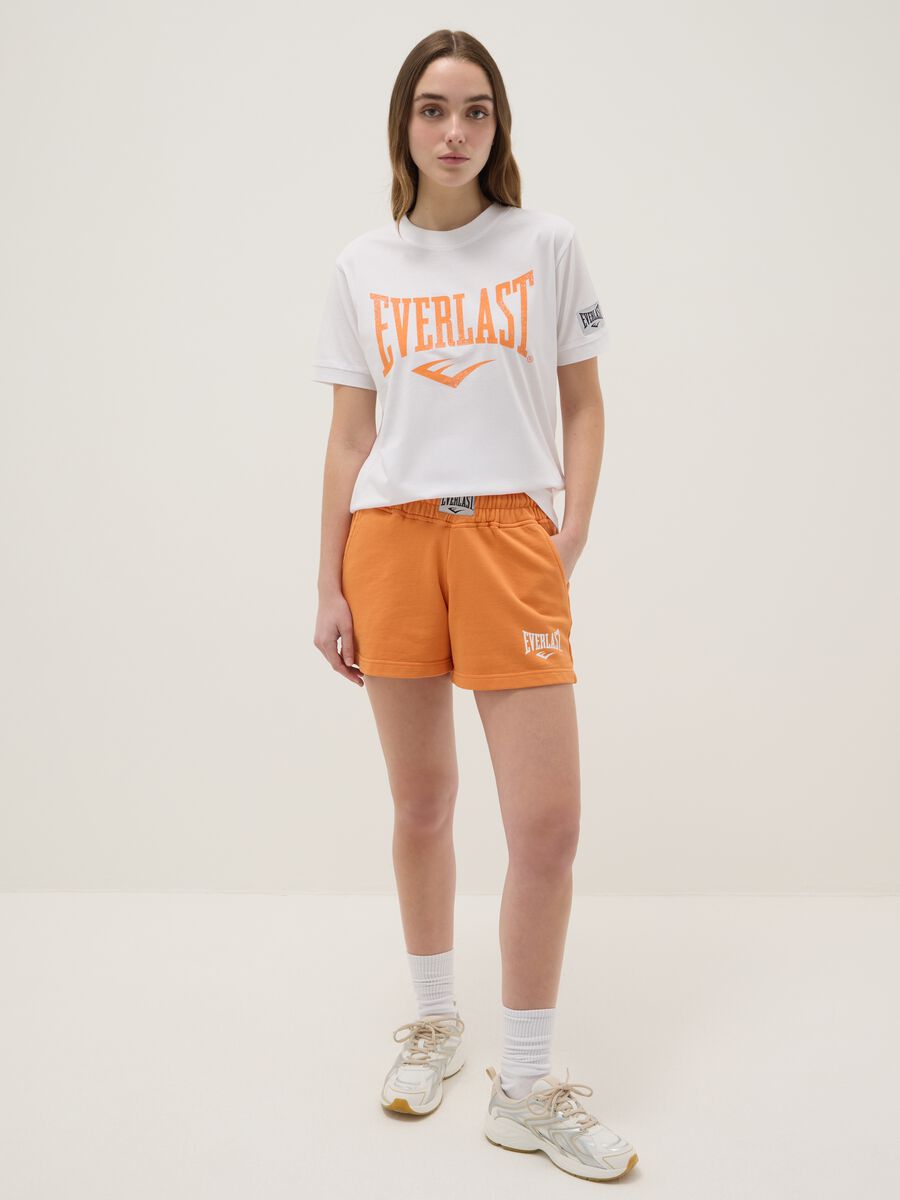 White Pure Cotton Regular Fit T-shirt with Everlast Logo_1