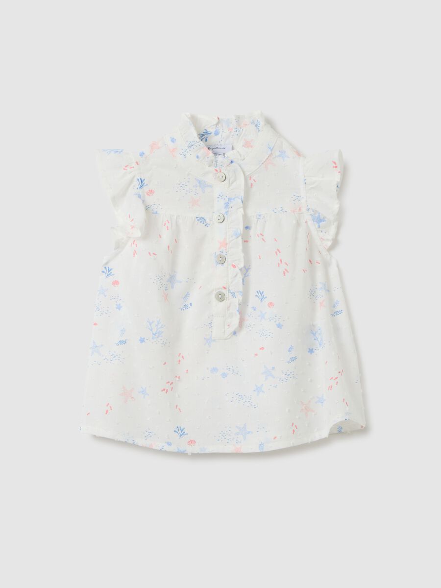 Multicolour cotton girls blouse with floral print and regular fit_0