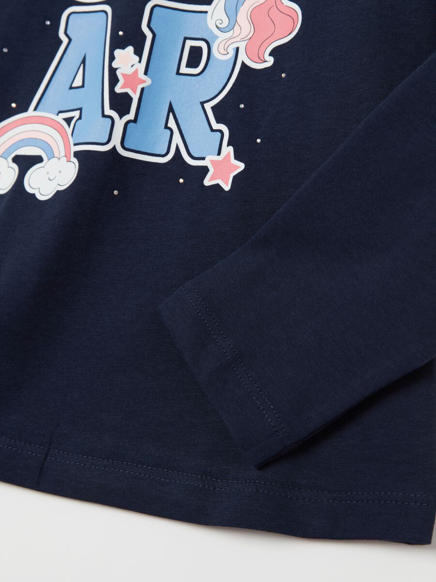 Cotton T-shirt with print and long sleeves_2