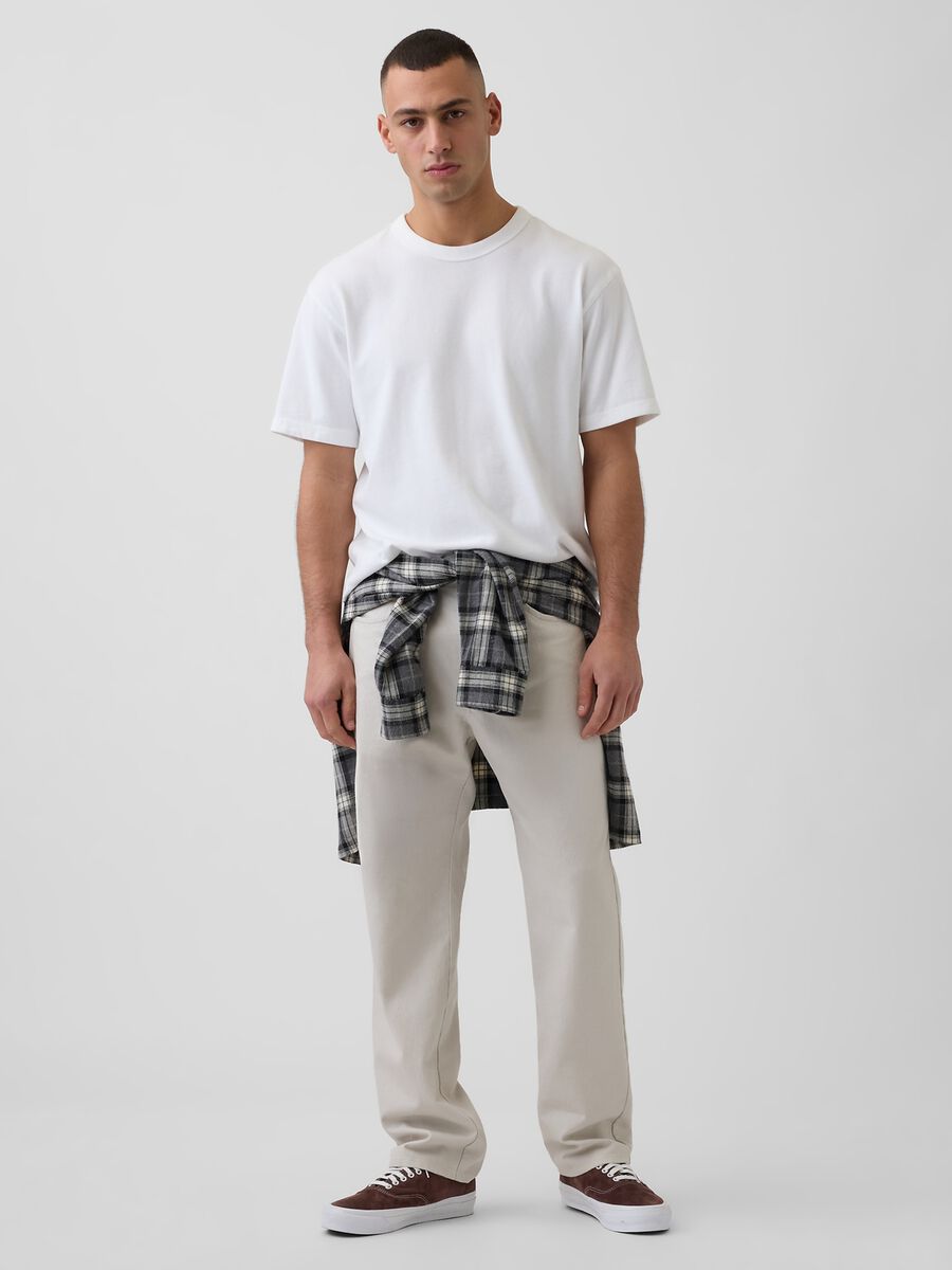 Pantaloni slim fit in misto lino e cotone_0