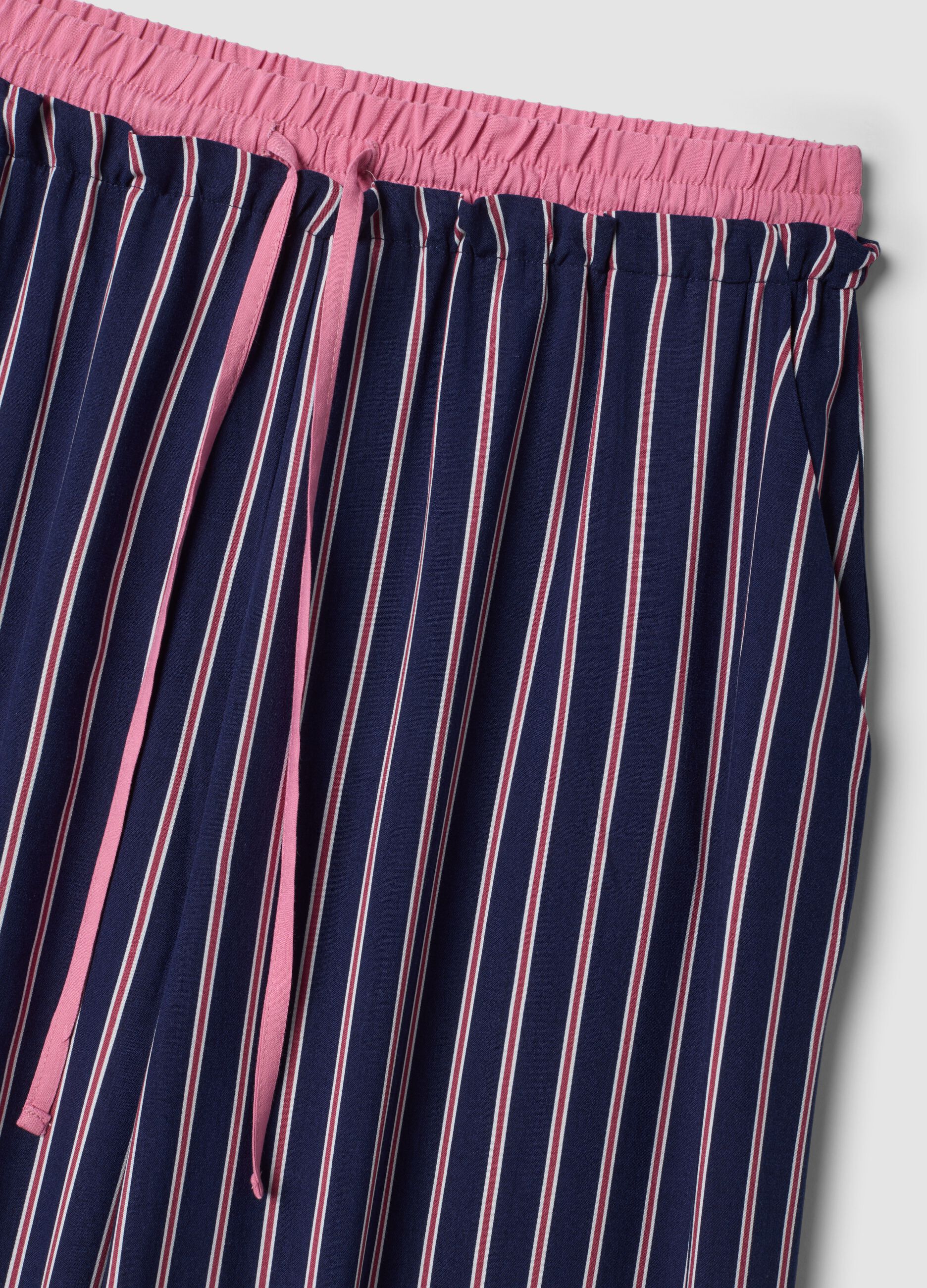 Blue striped pure viscose pyjama trousers