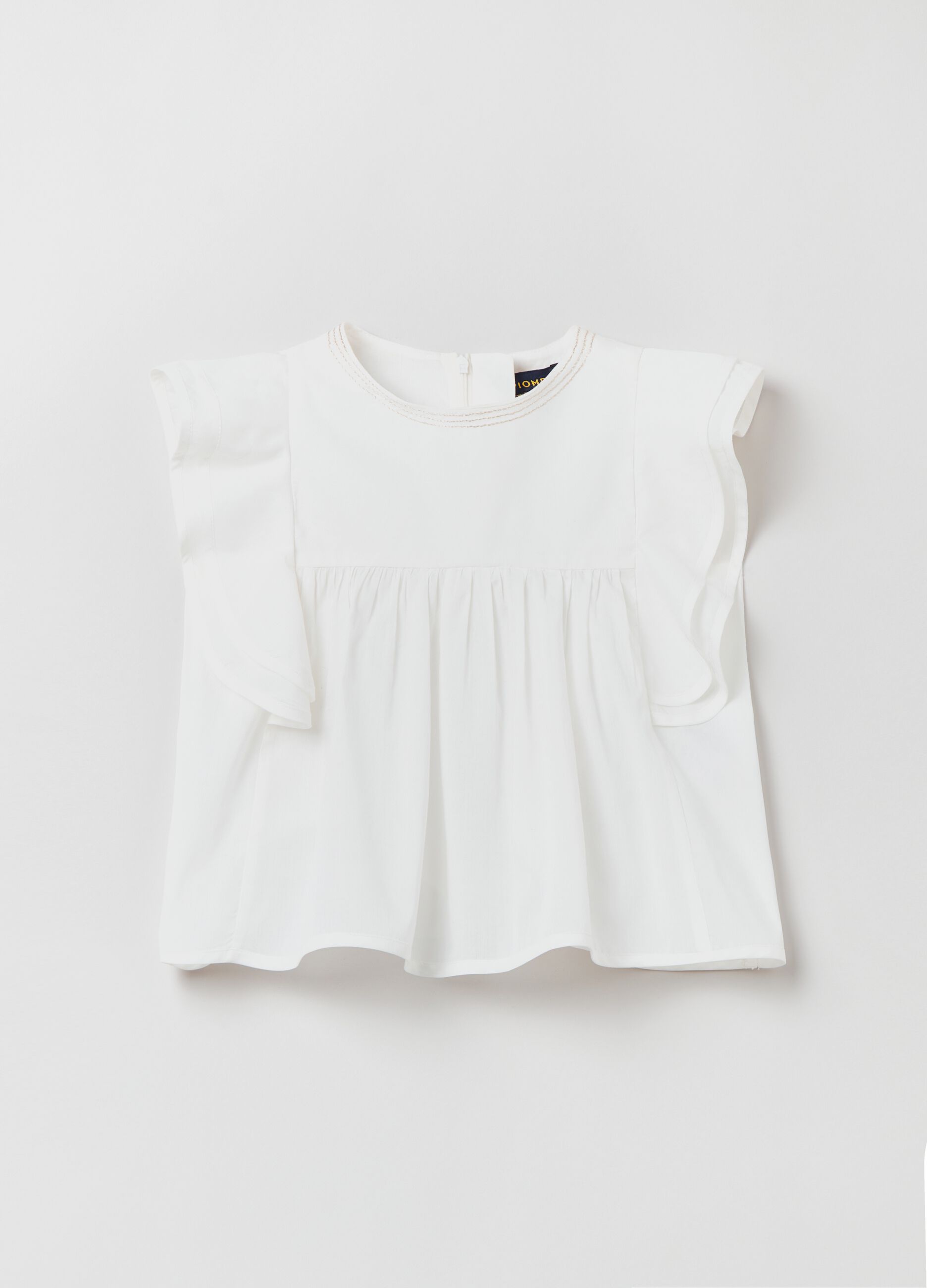 Blusa in cotone con rouches_0