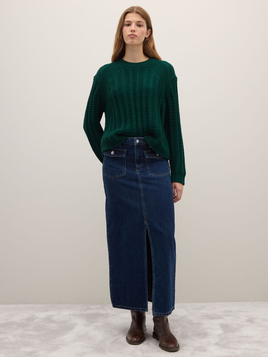 Green Sweater with Knitted Oversize Fit_2