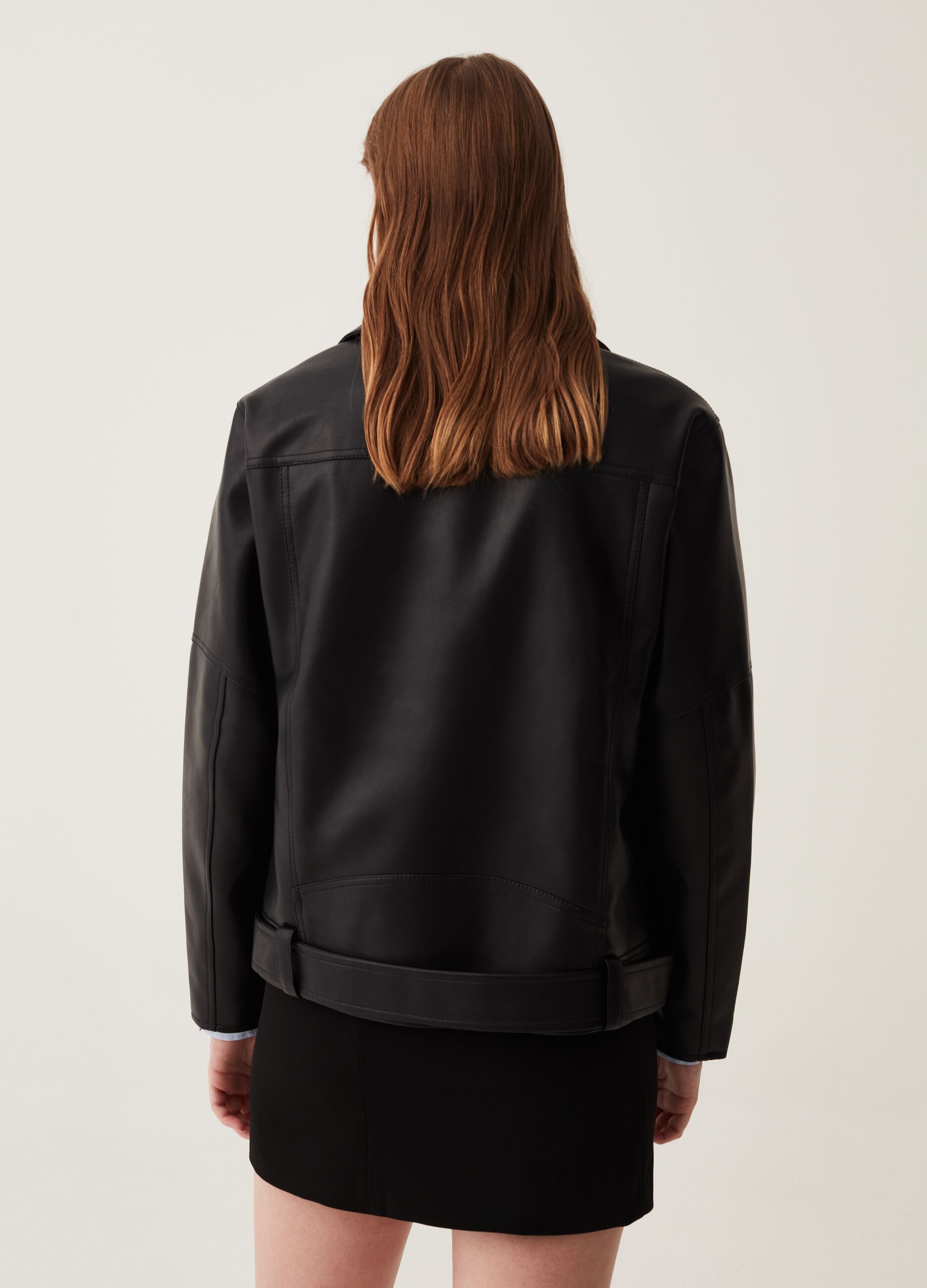 Giacca chiodo oversize effetto lucido_2