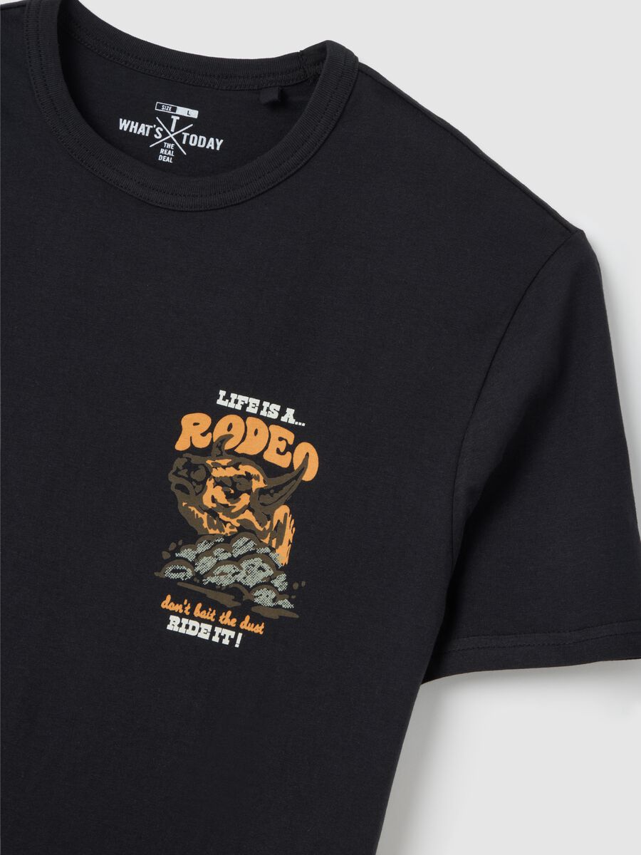 Black short sleeve cotton T-shirt Ovs_5