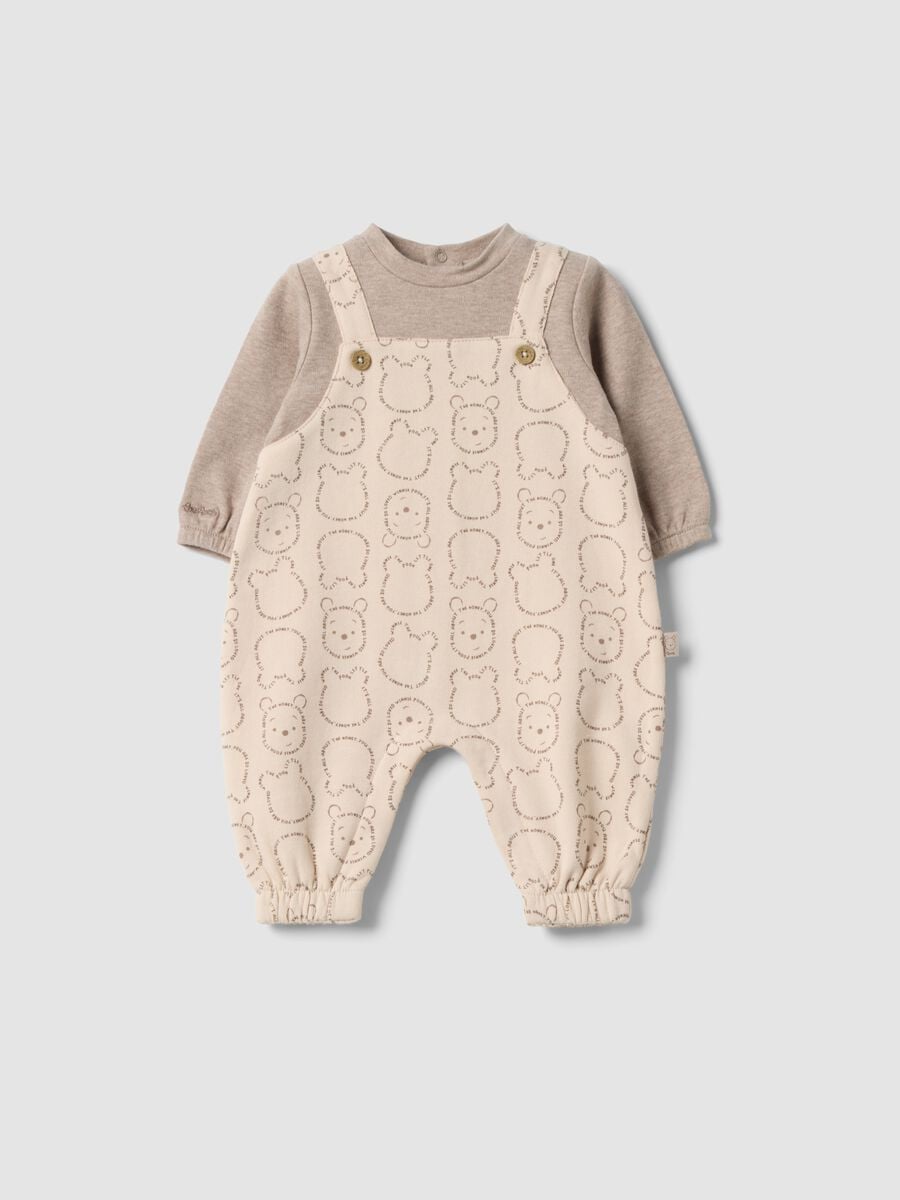 Tutina grigia in puro cotone organico con stampa Winnie The Pooh_0