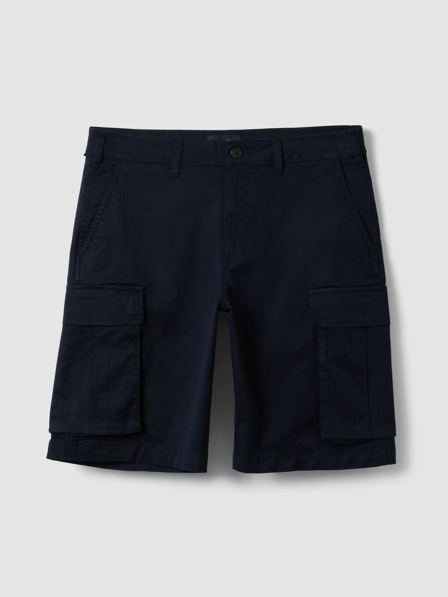 Pantaloncini cargo in cotone elasticizzato blu regular fit_4