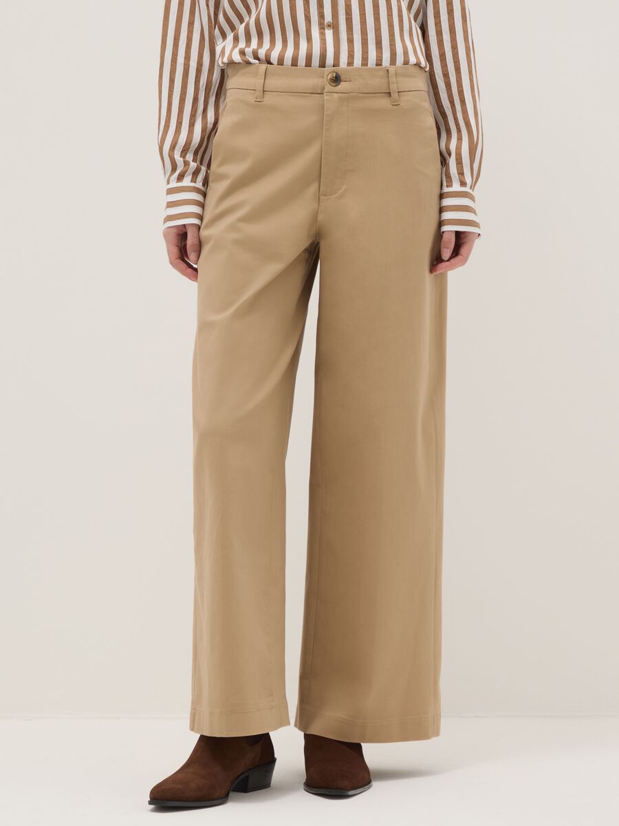 Beige Stretch Cotton Chino Trousers Regular Fit_1