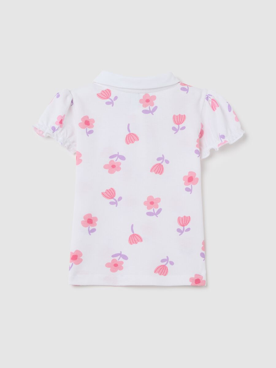 Pink Floral Short Sleeve Cotton Polo_1