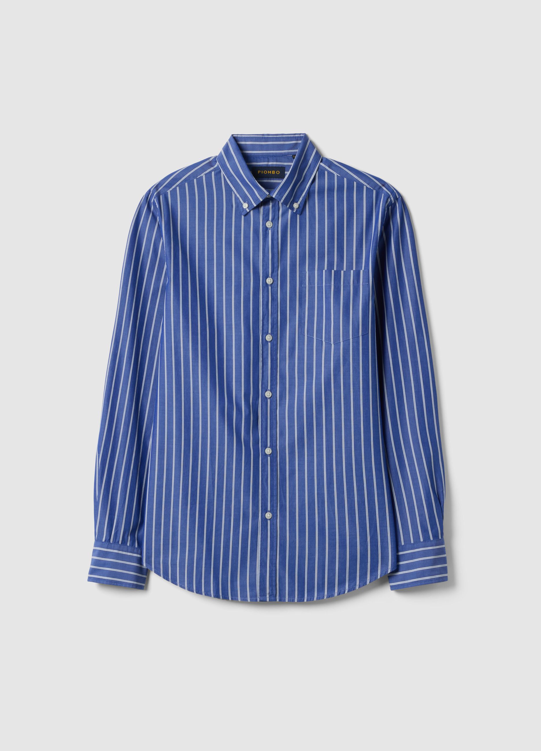 Multicolour striped pure cotton shirt, regular fit