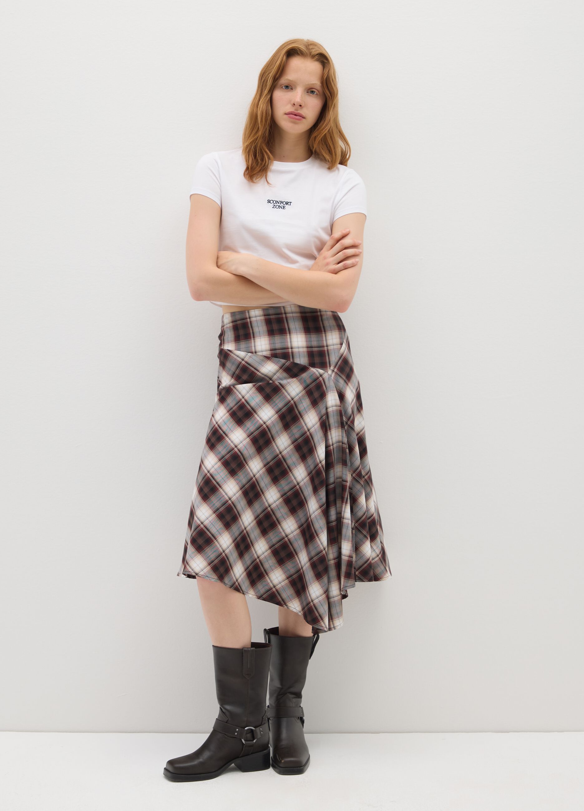 T-shirt in puro cotone bianca crop fitted
