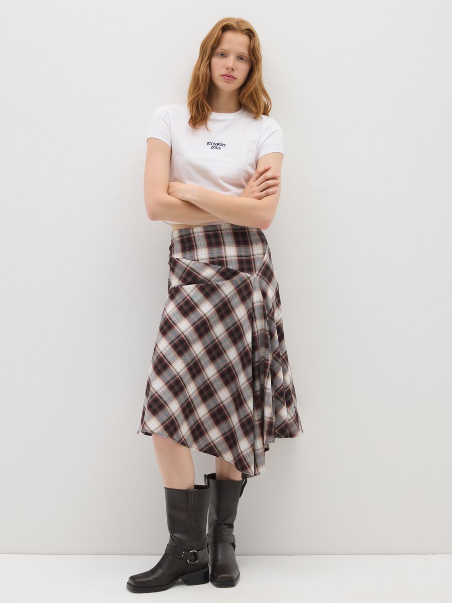 T-shirt in puro cotone bianca crop fitted_1