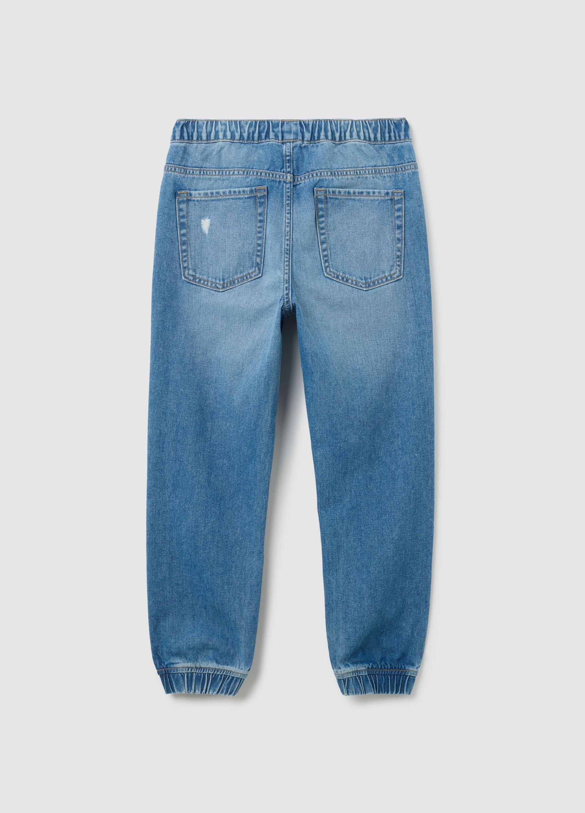 Jog denim da ragazzo in puro cotone blu regular fit