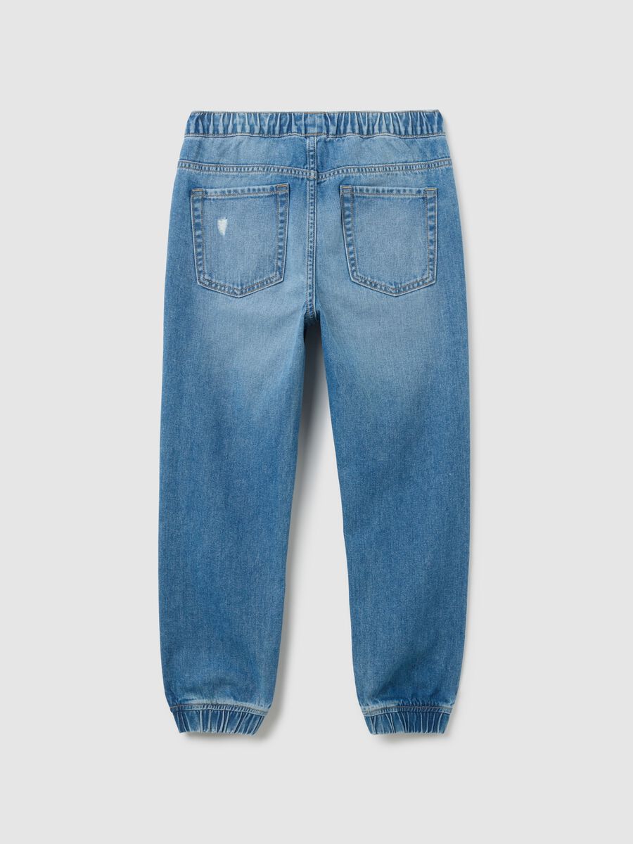 Jog denim da ragazzo in puro cotone blu regular fit_1