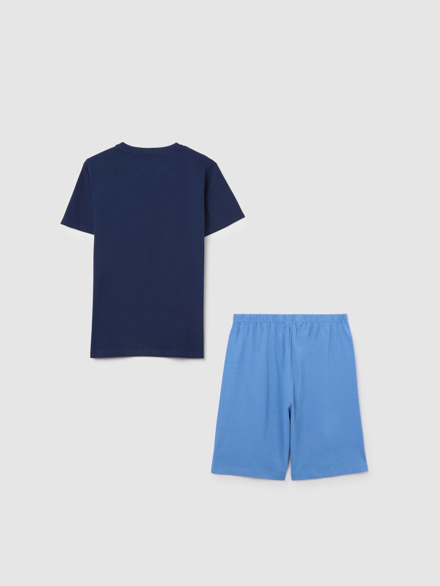 Pigiama da ragazzo in puro cotone multicolor regular fit con scritta_1