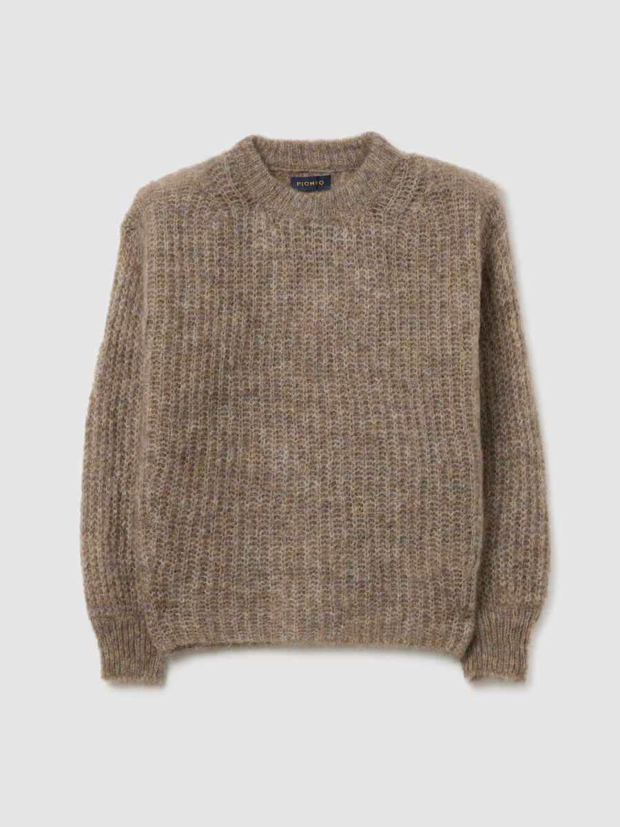 Beige crew neck oversized sweater_0