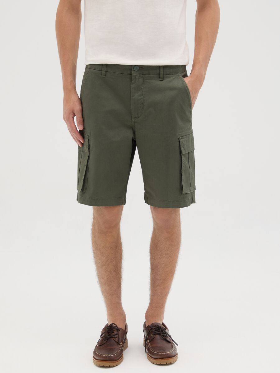 Men's Green Stretch Cotton Regular Fit Shorts_1