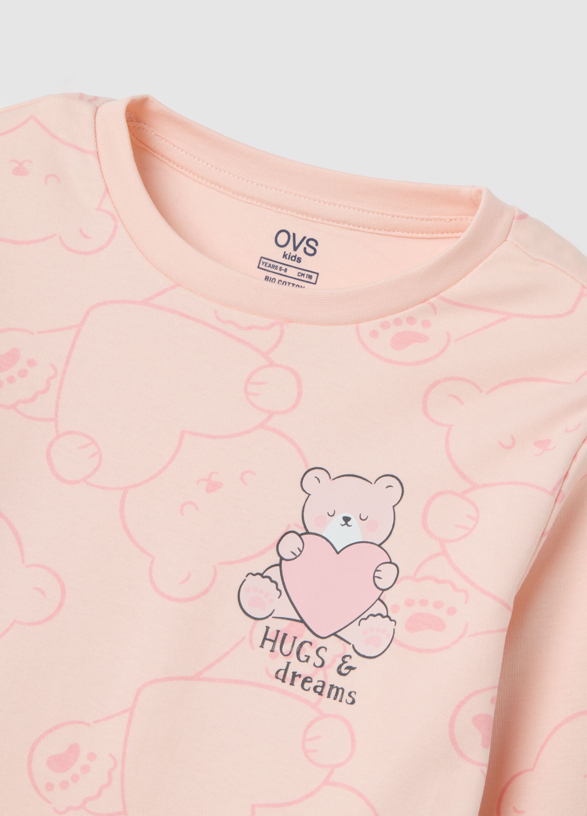 Pigiama da bambina in puro cotone rosa regular fit