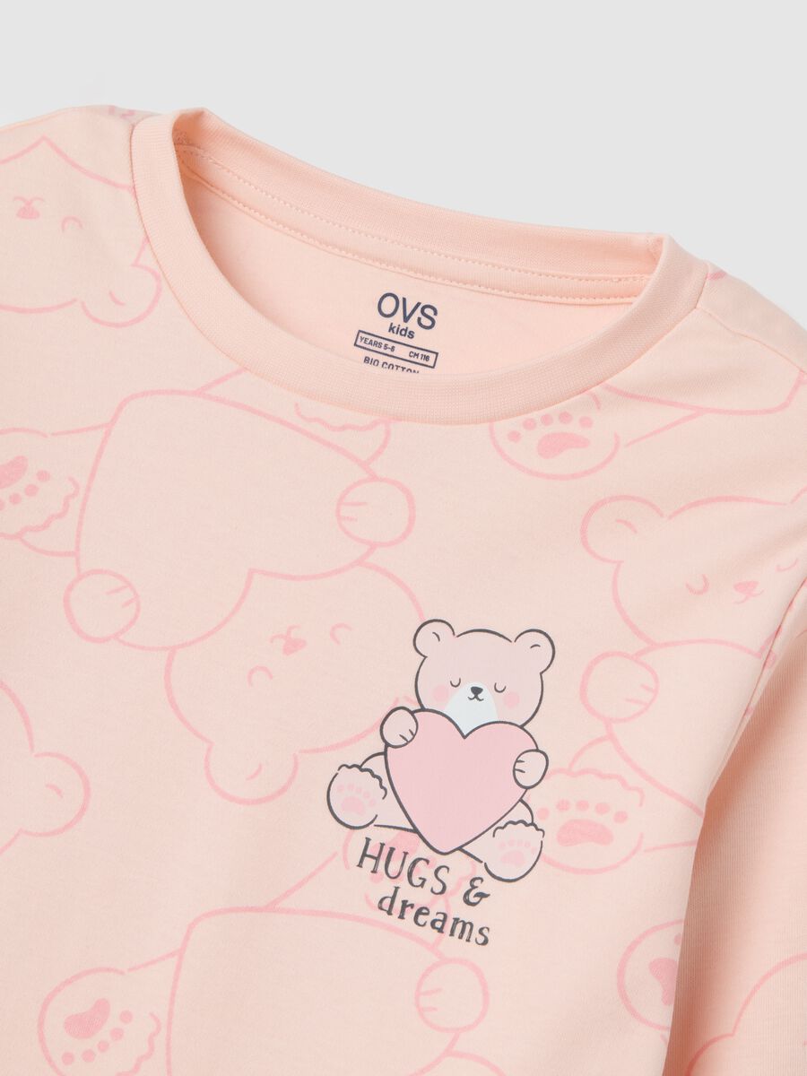 Girls' pink cotton pyjamas, regular fit_2