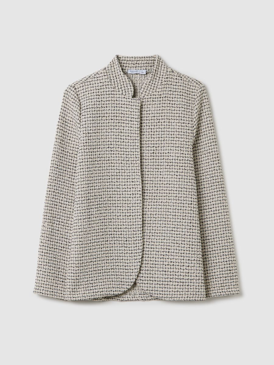 Open beige and black jacket in tweed_4