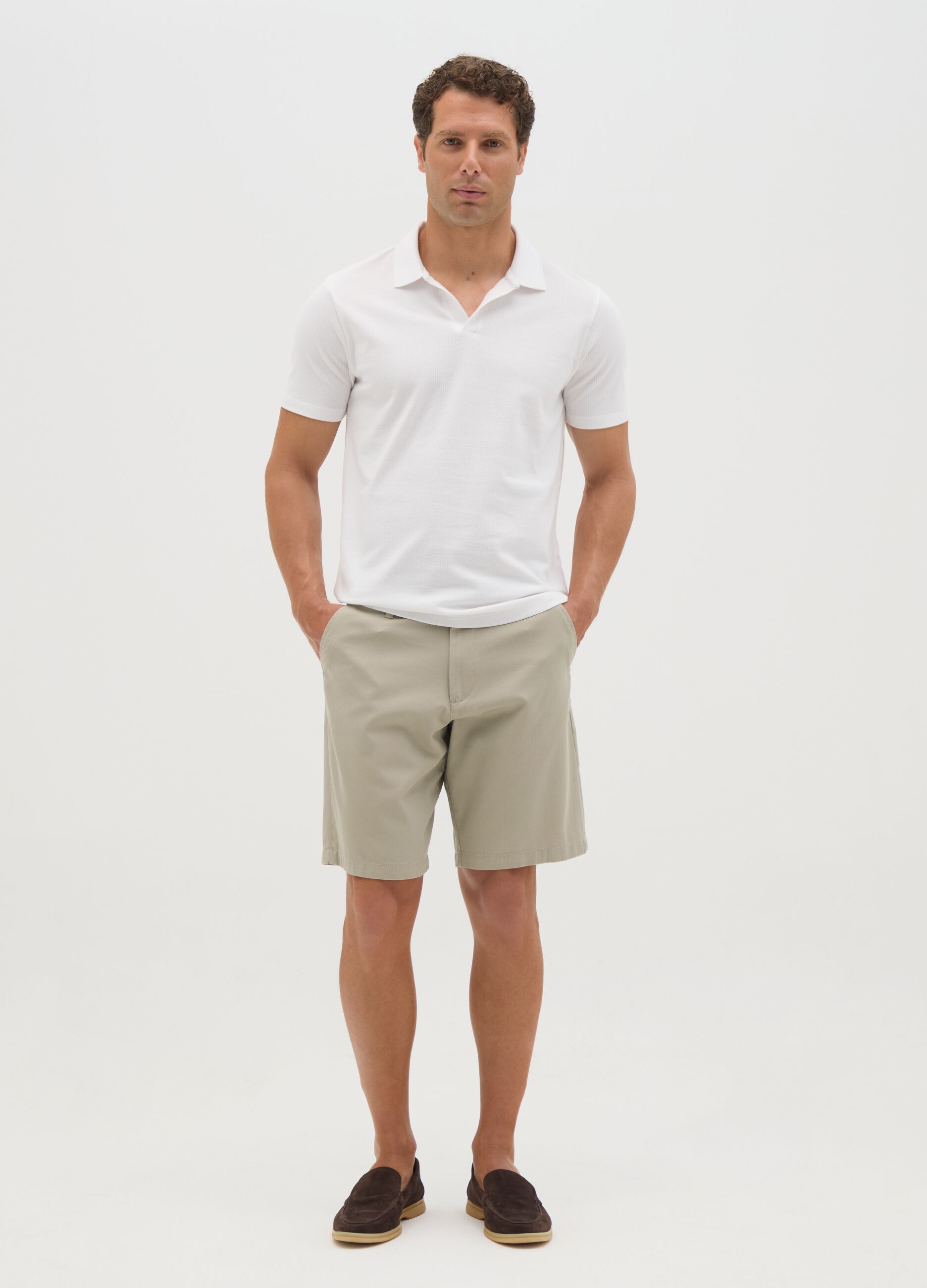 Men's white pure cotton polo regular fit