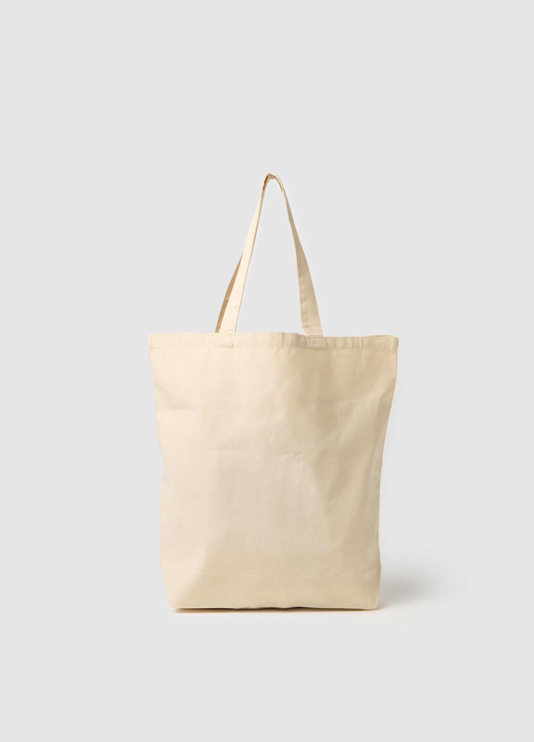 Borsa shopper in puro cotone multicolor con manici lunghi