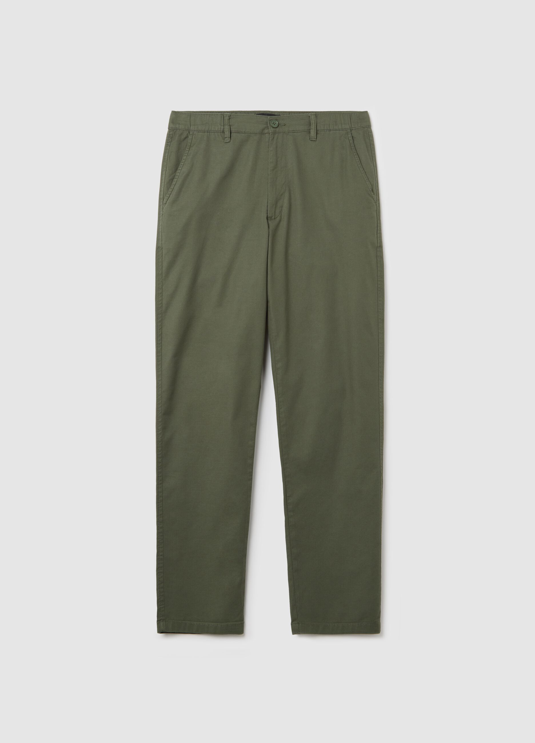 Green relaxed-fit trousers in viscose and linen