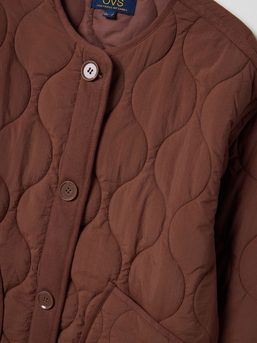Brown padded jacket regular fit with buttons_5