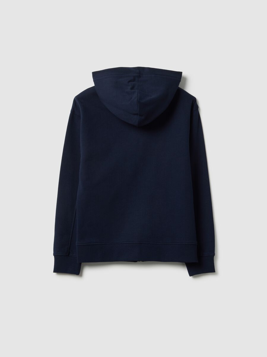 Boy's blue hoodie in pure cotton with oversized fit and zip_4