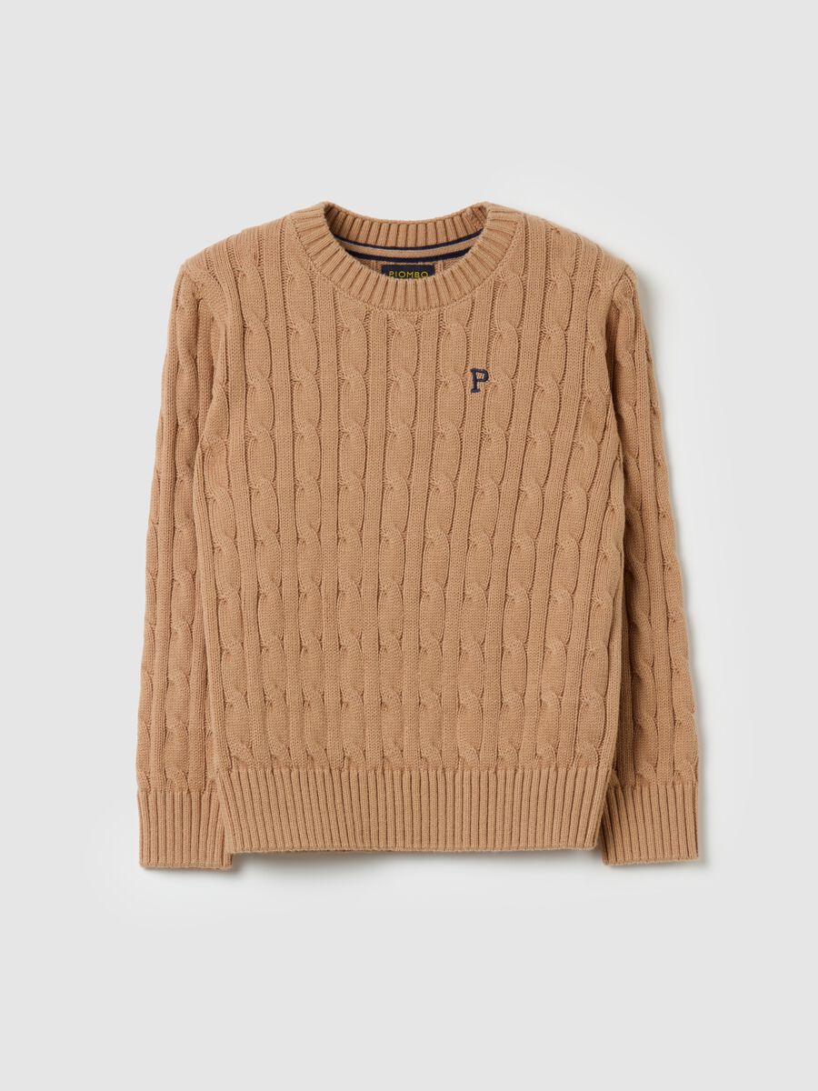 Cable-knit pullover with logo embroidery_3