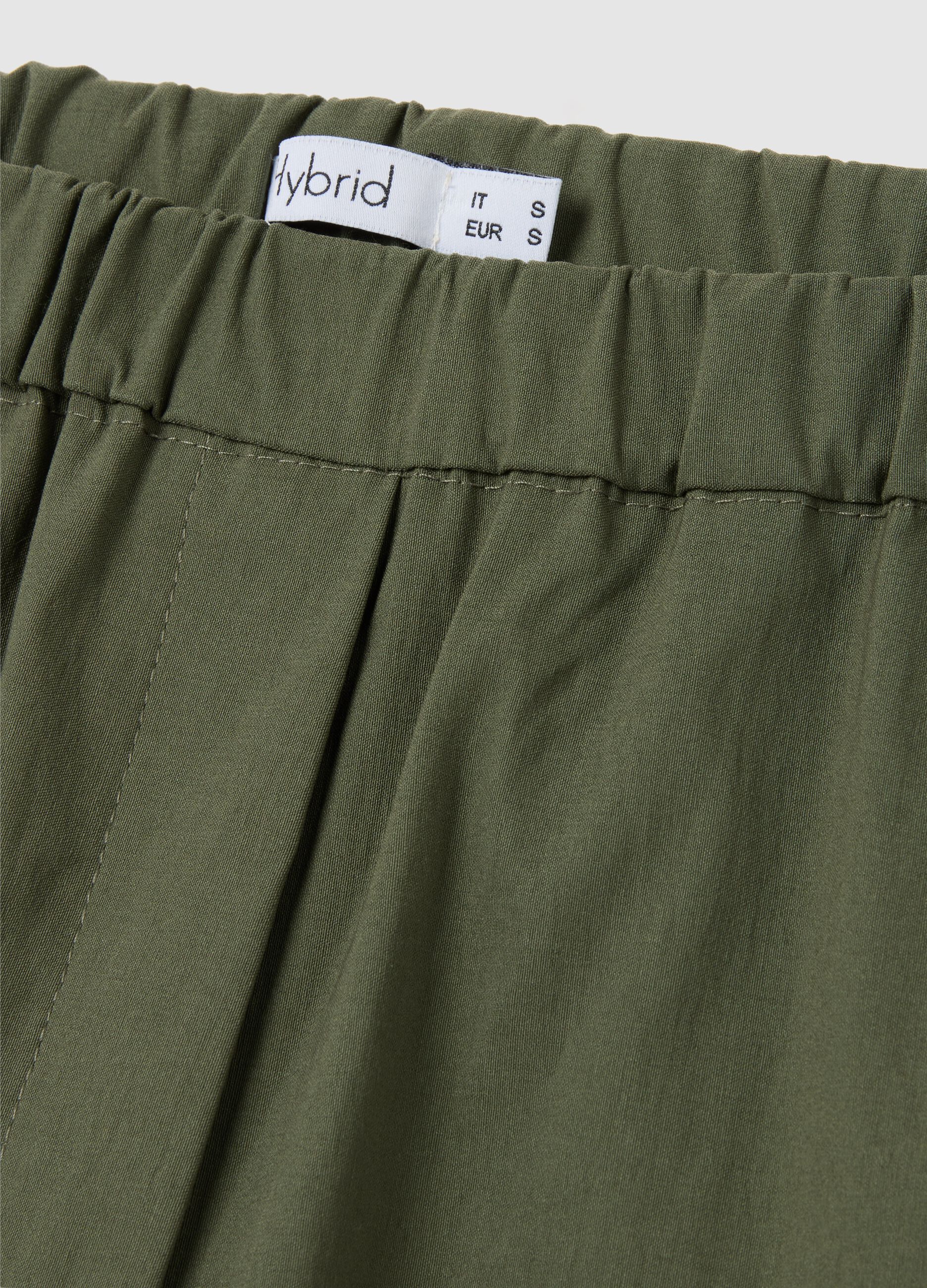 Women's Green Stretch Fabric Trousers Regular Fit