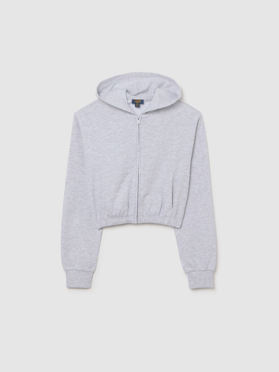 Girls' Grey Fitted Full Zip Cotton Blend Hoodie_0