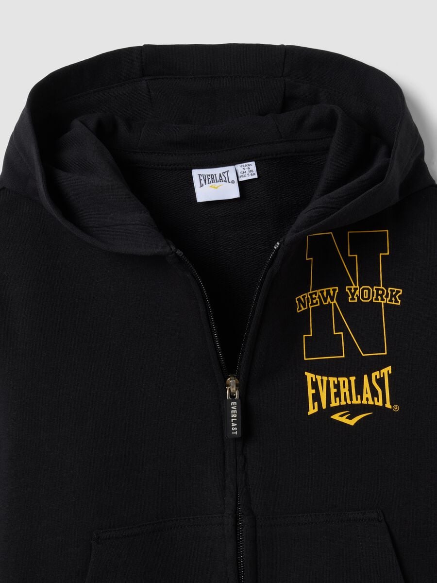 Black regular-fit pure cotton hoodie with logo for boys_2