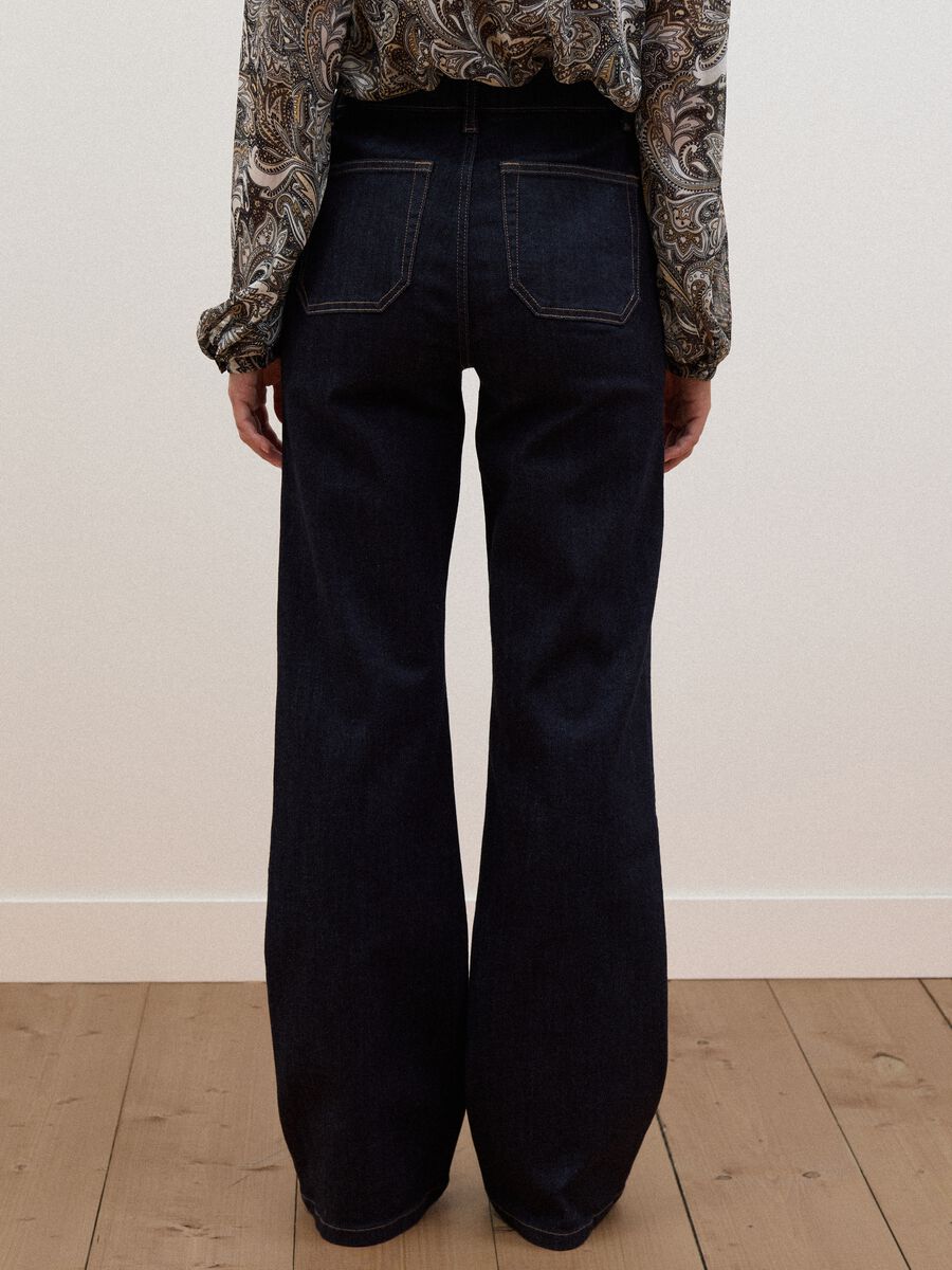 Blue stretch cotton flared jeans_2