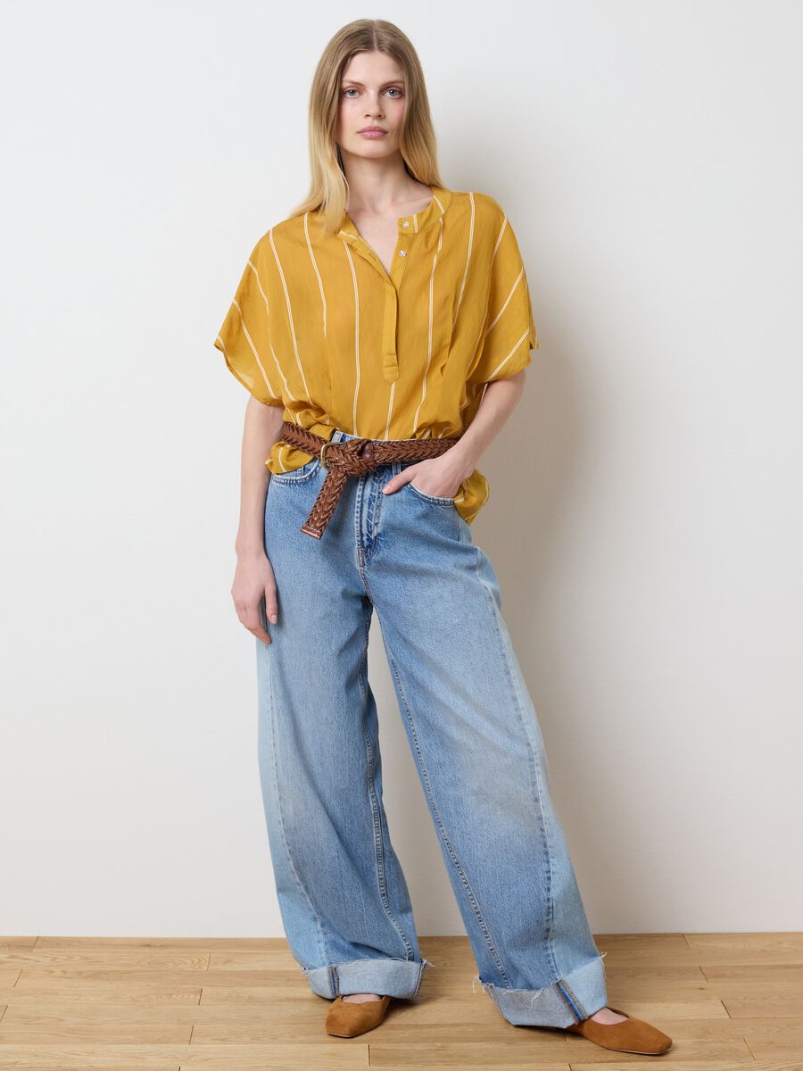 Striped blouse with kimono sleeves_0