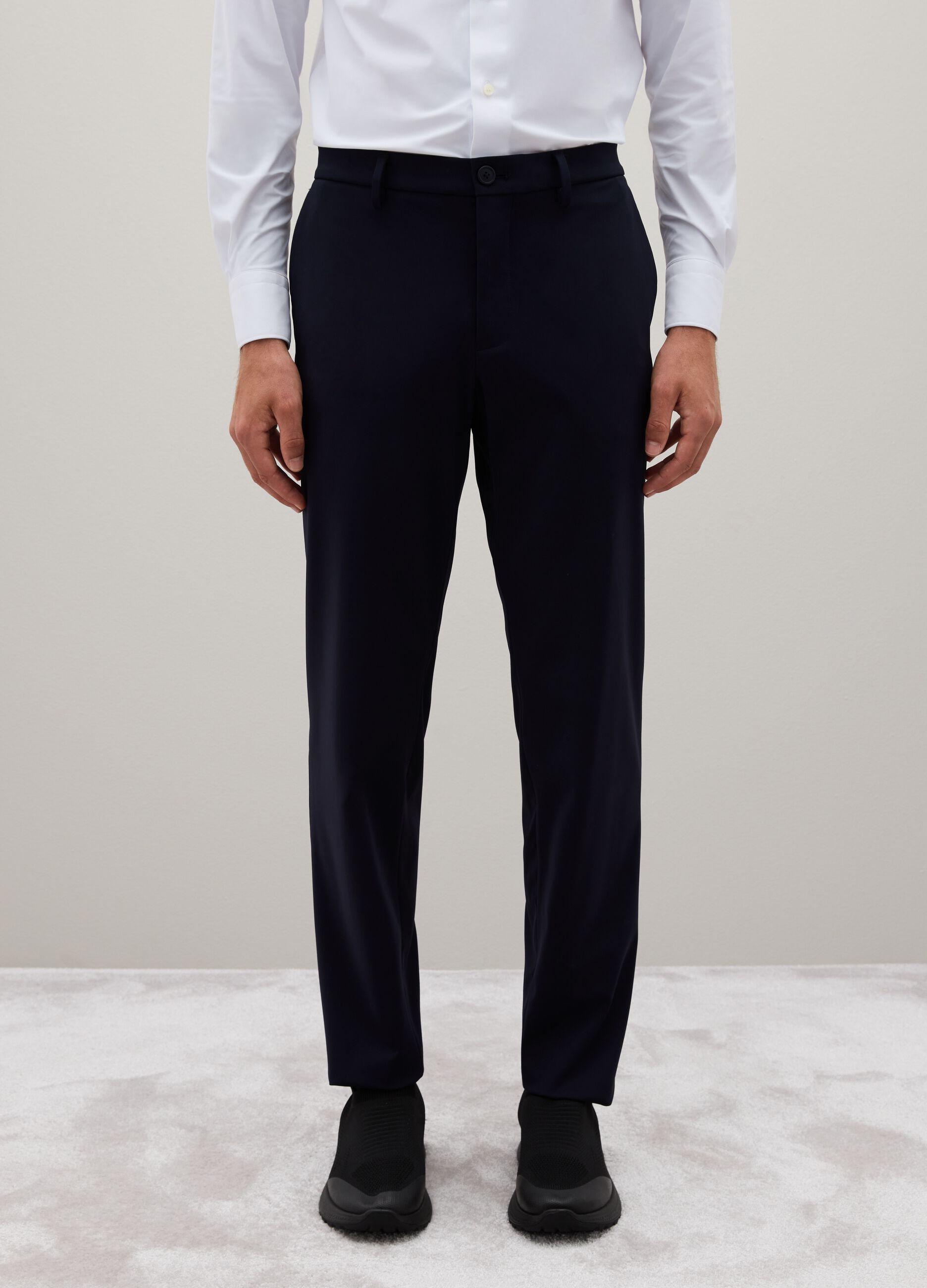 Slim Fit Blue Stretch Fabric Trousers