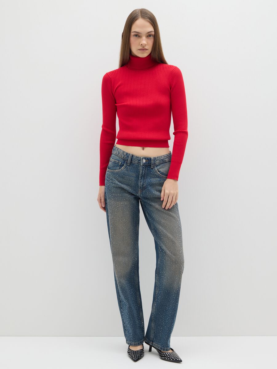 Maglione a collo alto rosso vestibilità fitted_2