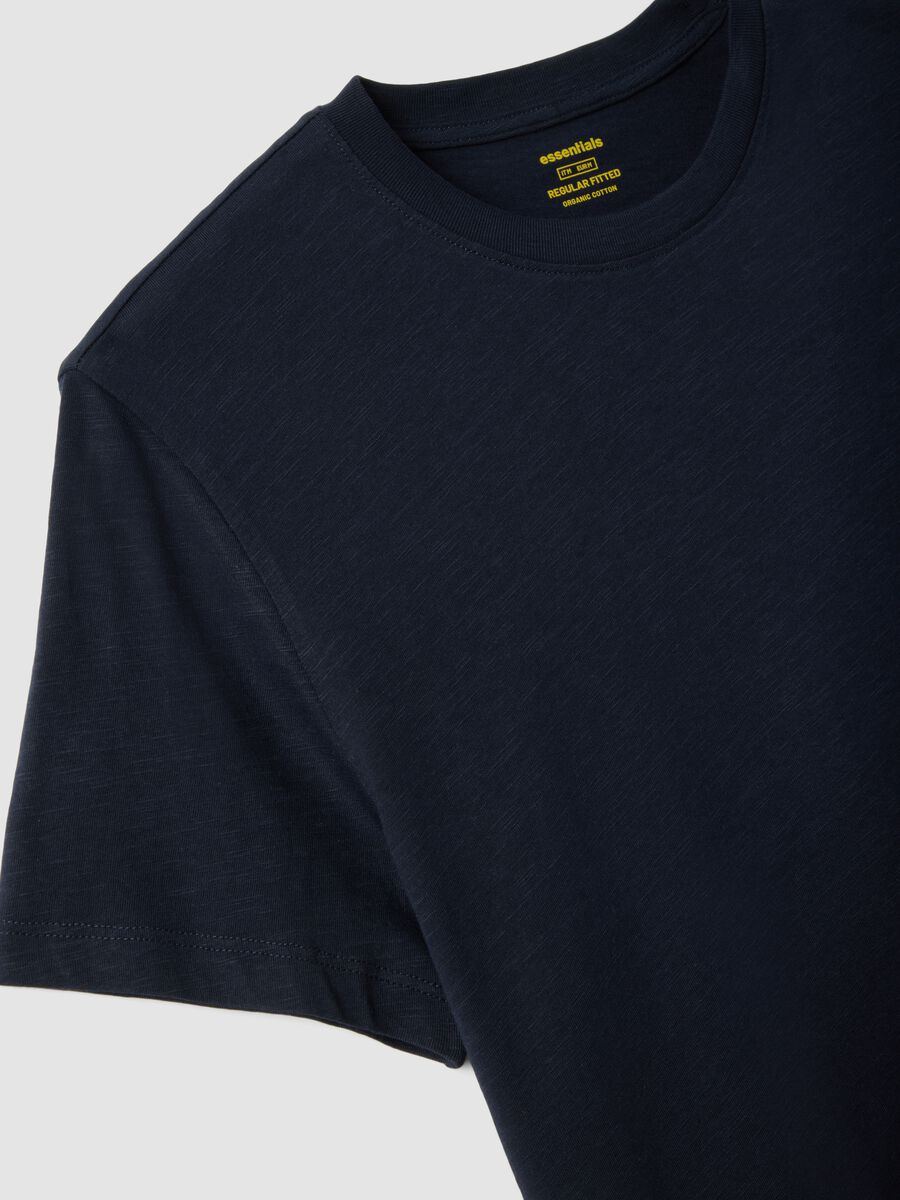 Short sleeve pure cotton blue regular fit T-shirt_5