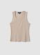 Beige stretch cotton vest top, regular fit_4