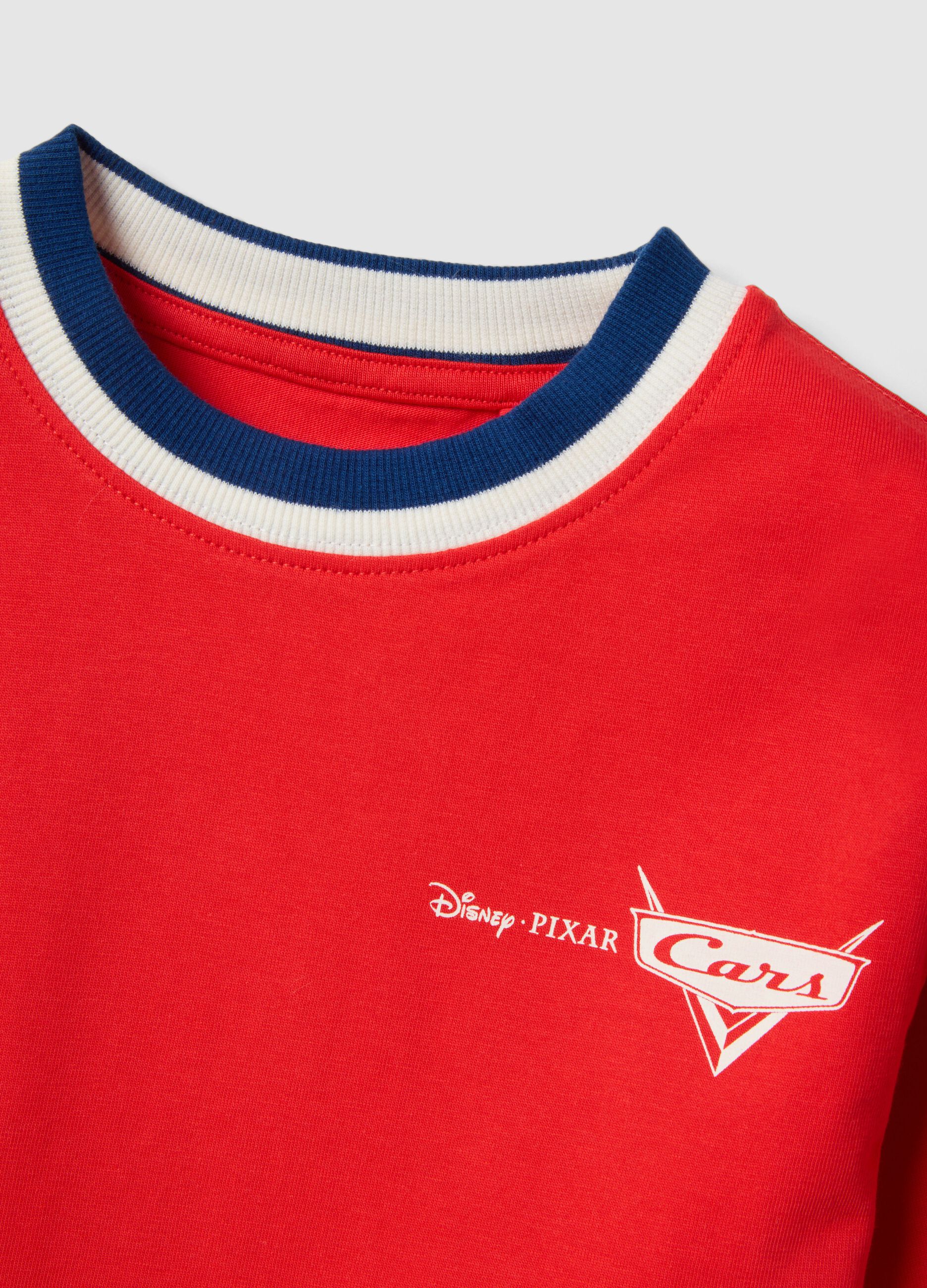 Red kids&rsquo; pure cotton T-shirt with Cars print, oversized fit