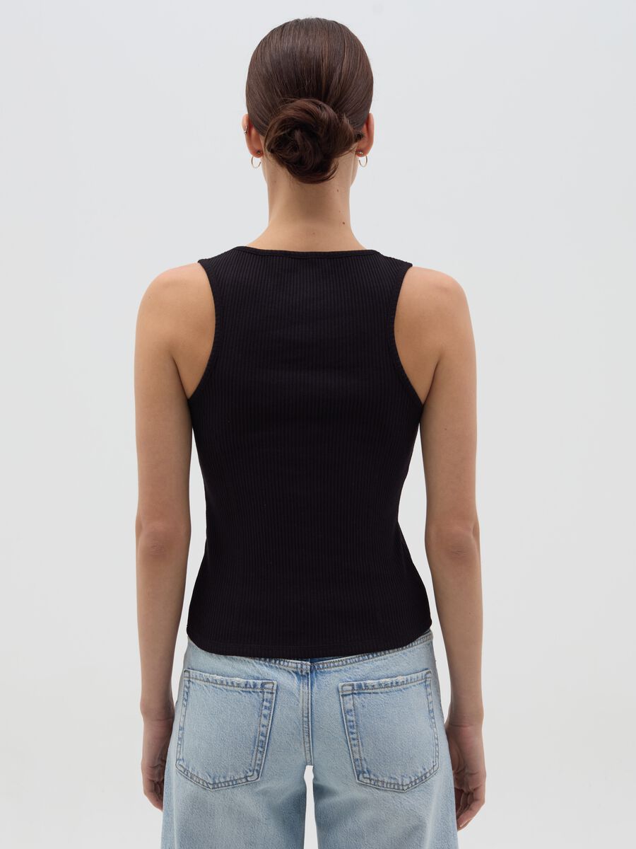 Ribbed tank top with granddad neckline_3