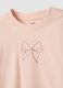 Girls' Pink Pure Cotton T-shirt Regular Fit with Bow_2