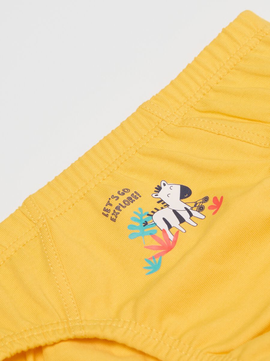 Three-pack yellow and light blue organic cotton briefs with savannah animals_2