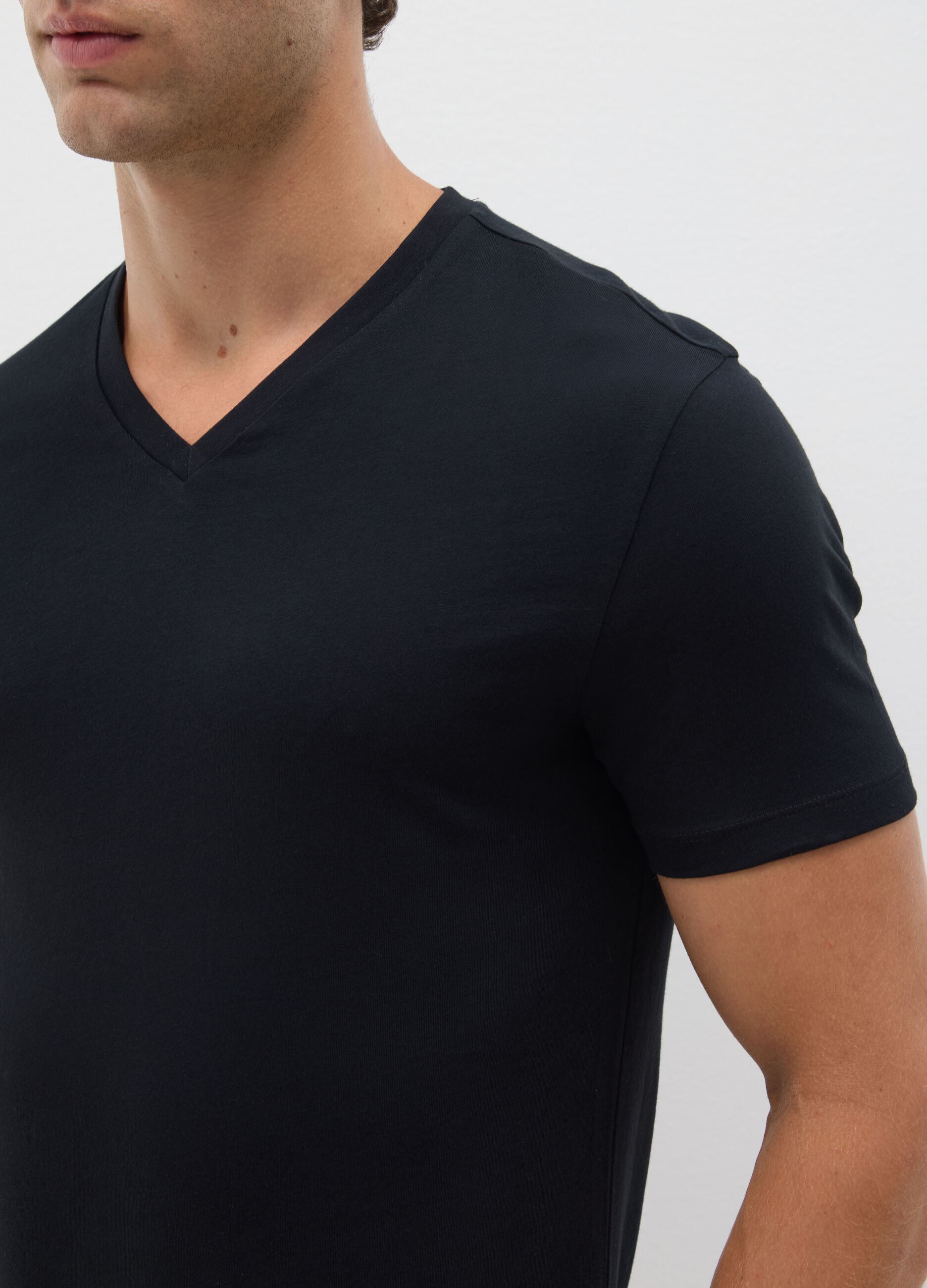 Set of 3 men's black pure cotton regular fit t-shirts