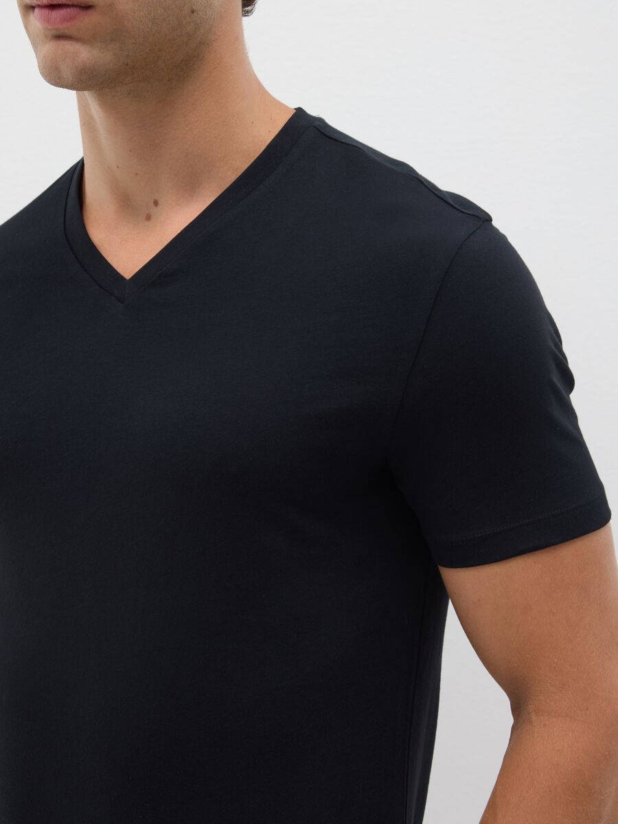Tripack di t-shirt da uomo in puro cotone nere regular fit_3
