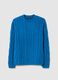 Blue regular fit jumper with jacquard pattern_4