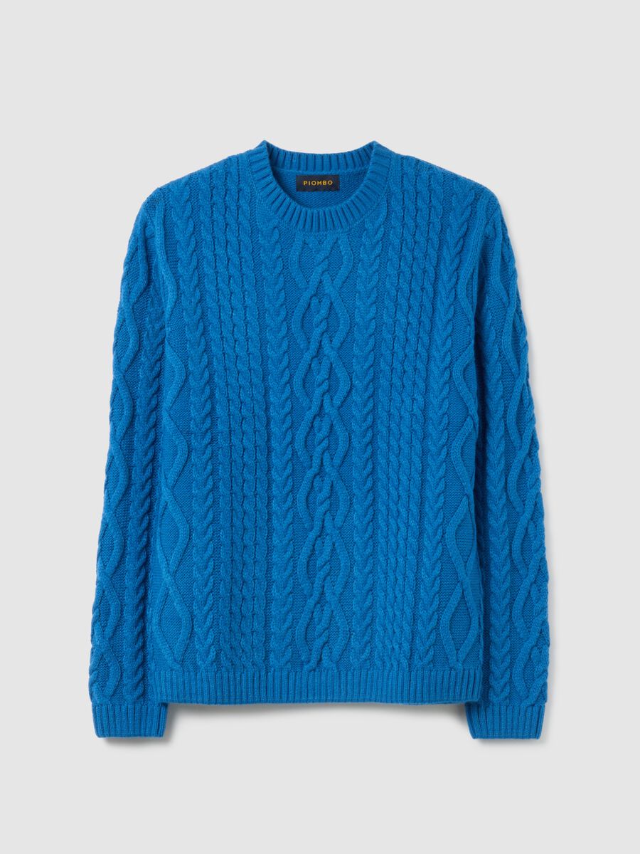 Blue regular fit jumper with jacquard pattern_4