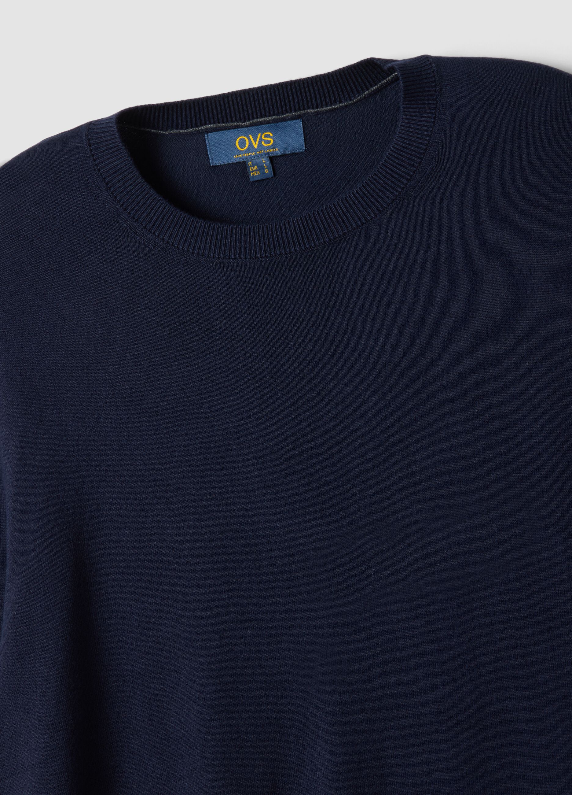 Navy crew-neck jumper in viscose blend, regular fit
