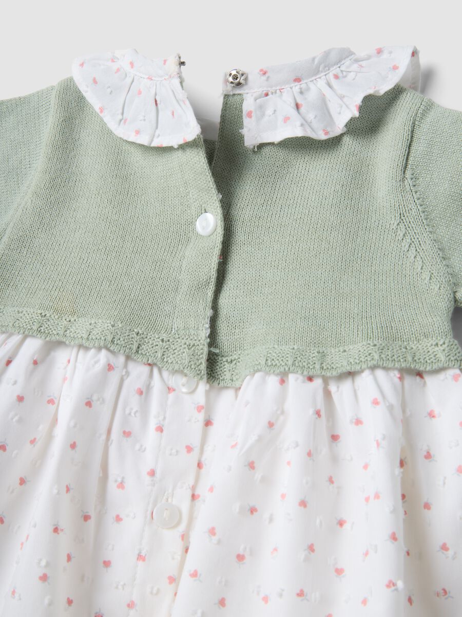 Abito in puro cotone multicolor da neonata con colletto a balze_3